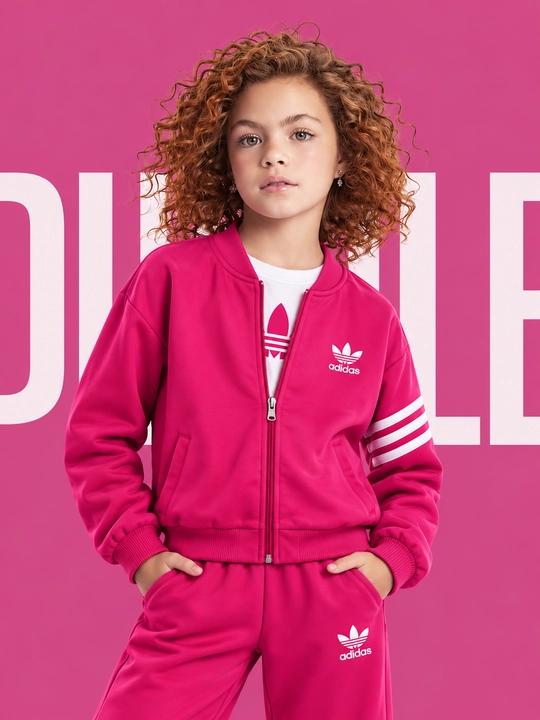 Qizlar uchun Adidas sport komplekti 3 talik, kofta futbolka shim, 6–14 yosh