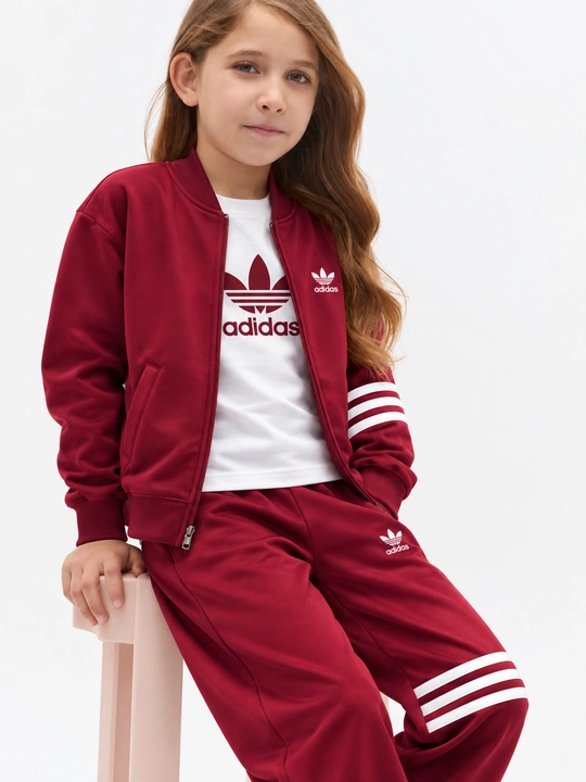 Qizlar uchun Adidas sport komplekti 3 talik, kofta futbolka shim, 6–14 yosh