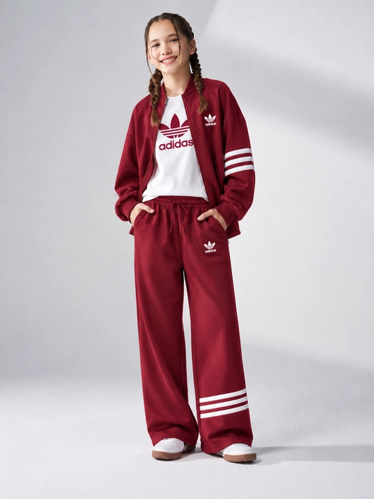 Qizlar uchun Adidas sport komplekti 3 talik, kofta futbolka shim, 6–14 yosh