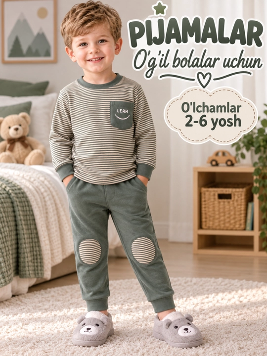 O‘g‘il bolalar uchun pijama — yumshoq va qulay, 2-6 yosh - 