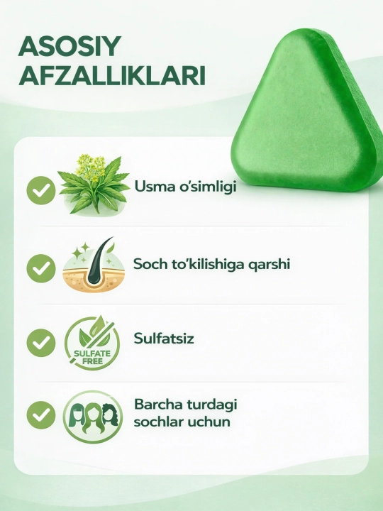 O'sma shampun sovun soch to'kilishiga