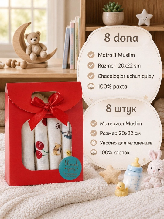 Yumshoq bolalar pilyonkasi (towel) MUSLIM  ogiz artish uchun selecha salfetka - 