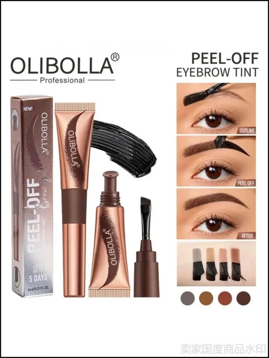 Тинт-краска для бровей Olibolla Peel-Off пленка, темно-коричневый, 6 мл