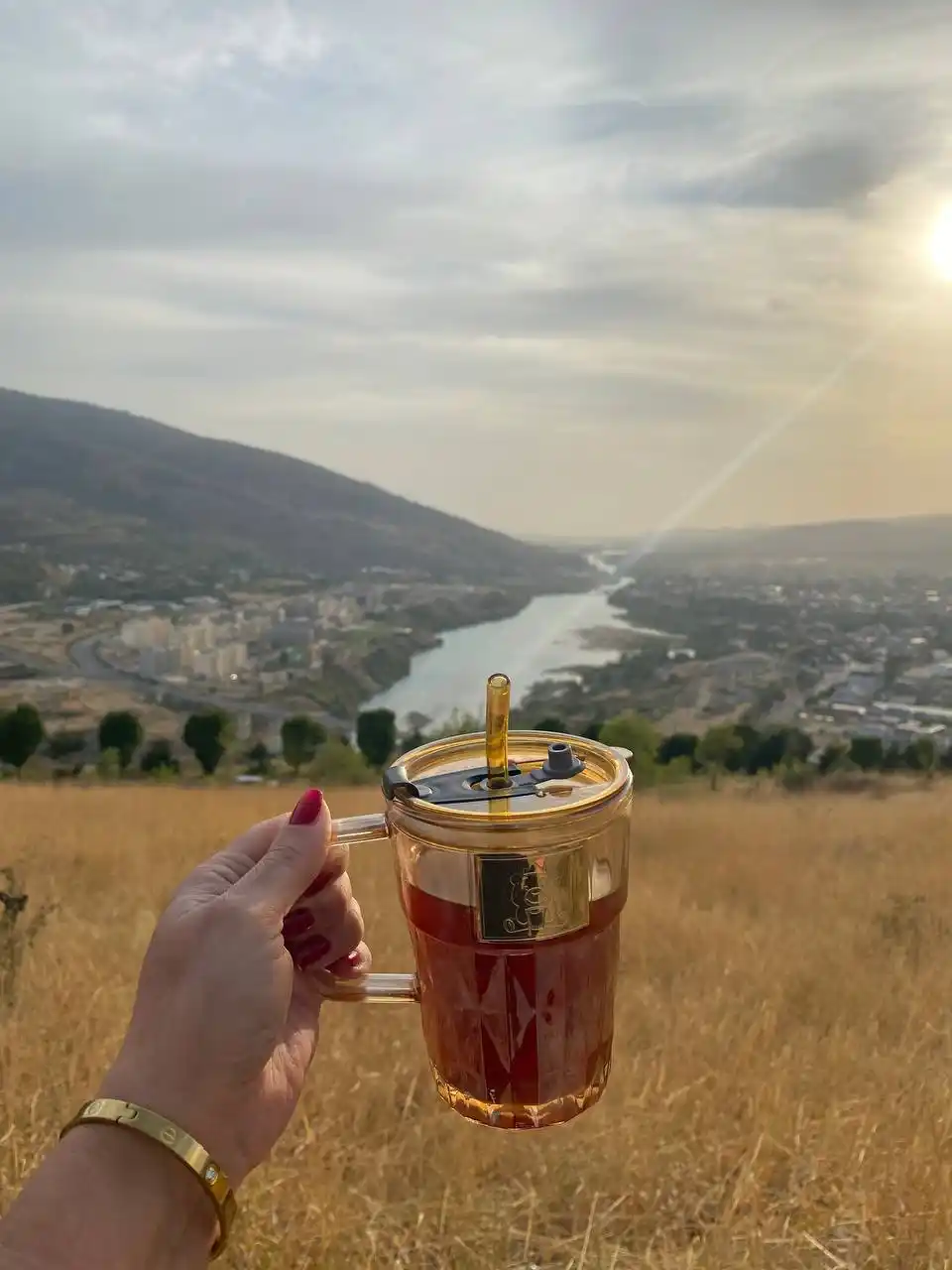 Термокружка для кофе, чая и холодных напитков, с трубкой