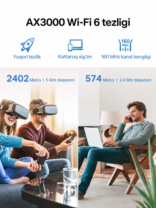 TP-Link RE715X AX3000 — усилитель Wi-Fi 6 Mesh, Gigabit Порт, репитер