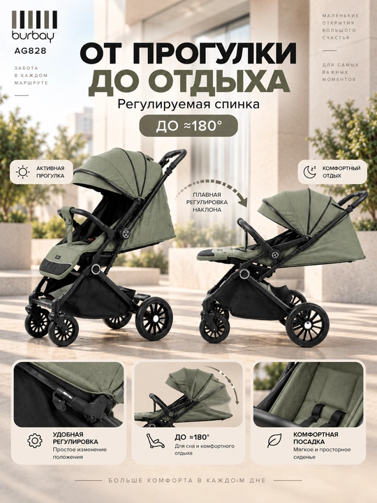 Прогулочная коляска BURBAY AG828, складная коляска-чемодан 7,5 кг для города и путешествий