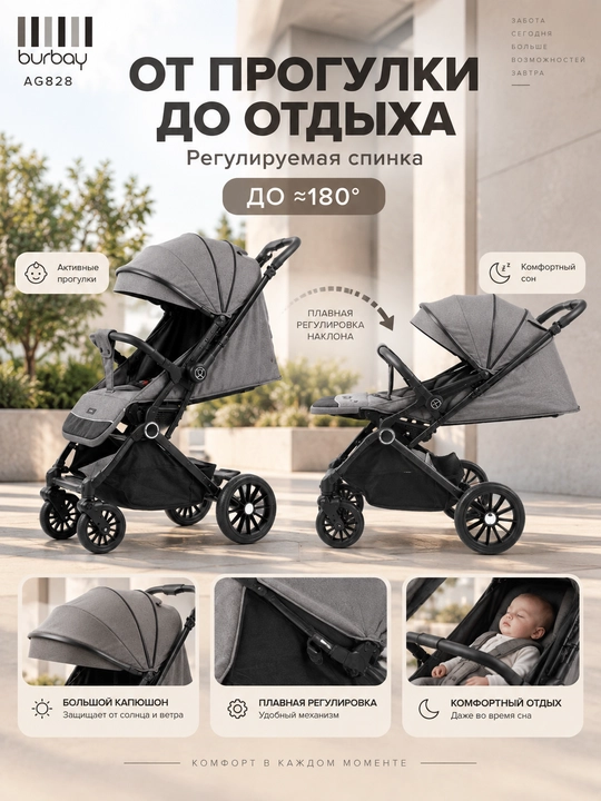 Прогулочная коляска BURBAY AG828, складная коляска-чемодан 7,5 кг для города и путешествий