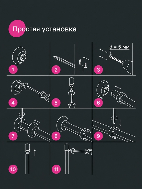 Угловой карниз для ванной и душа телескопический