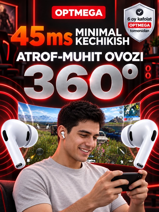 Simsiz quloqchinlar Pro 2 Premium, iPhone va Android uchun sensorli naushnik