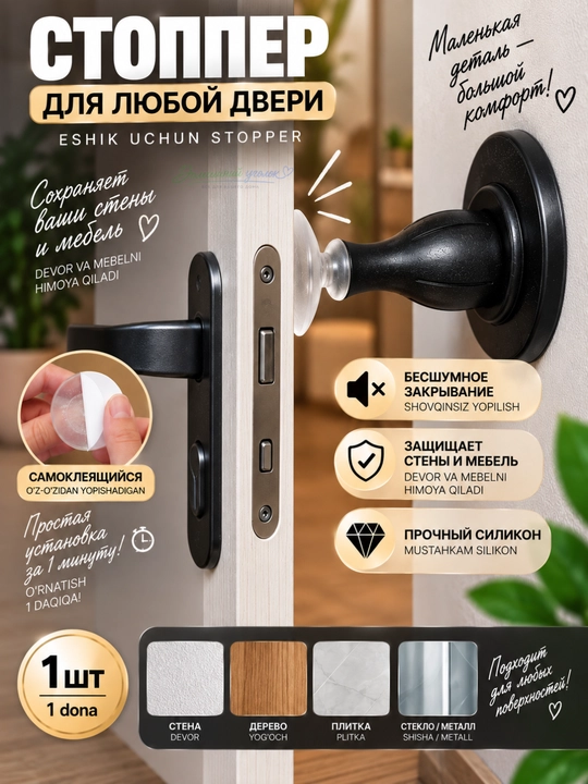 Ограничитель для двери, настенный стоппер от удара и шума