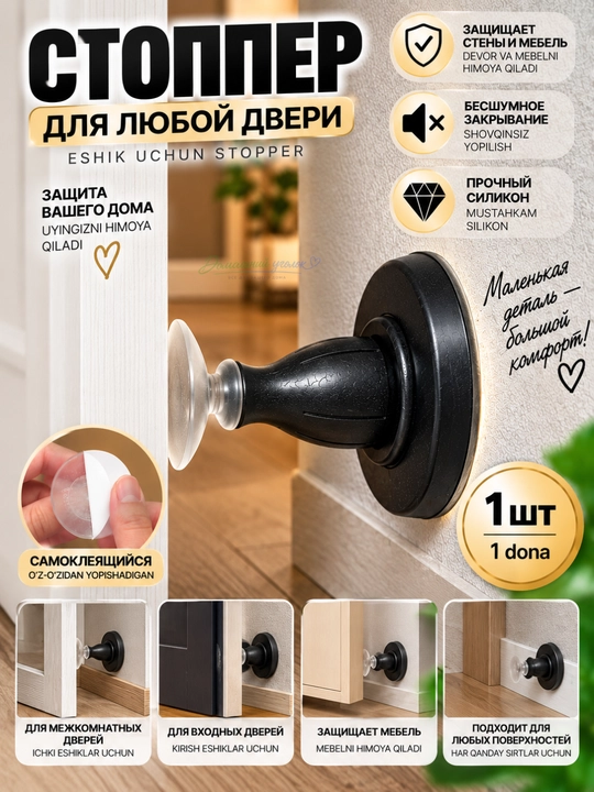 Ограничитель для двери, настенный стоппер от удара и шума