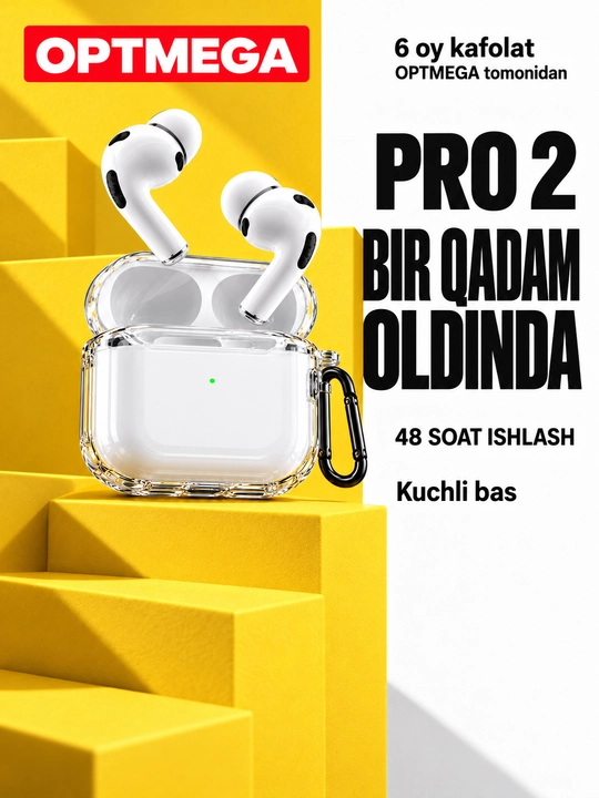 Simsiz quloqchinlar Pro 2 Premium, iPhone va Android uchun sensorli naushnik