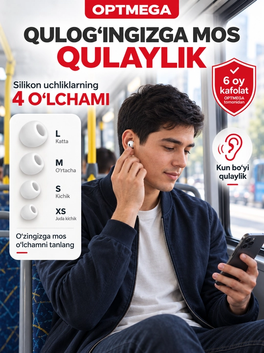 Simsiz quloqchinlar Pro 2 Premium, iPhone va Android uchun sensorli naushnik