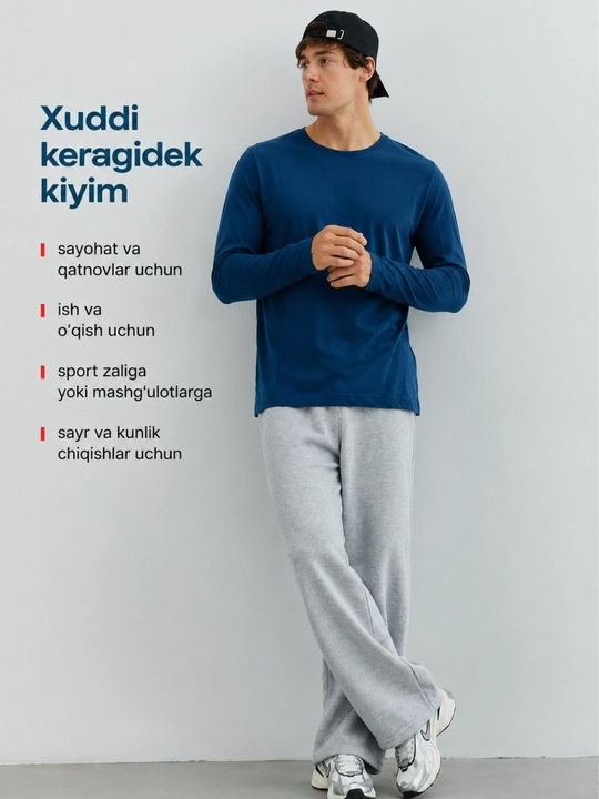 Мужской лонгслив, размеры M–3XL