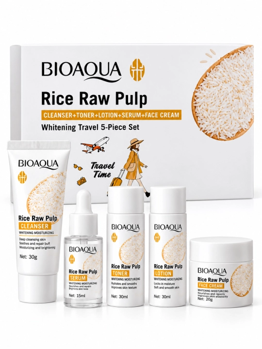 Набор для ухода за лицом BIOAQUA Rice Raw Pulp с экстрактом риса, 5 в 1 - 