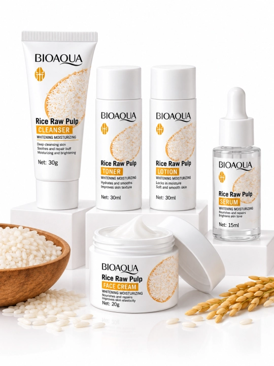 Набор для ухода за лицом BIOAQUA Rice Raw Pulp с экстрактом риса, 5 в 1