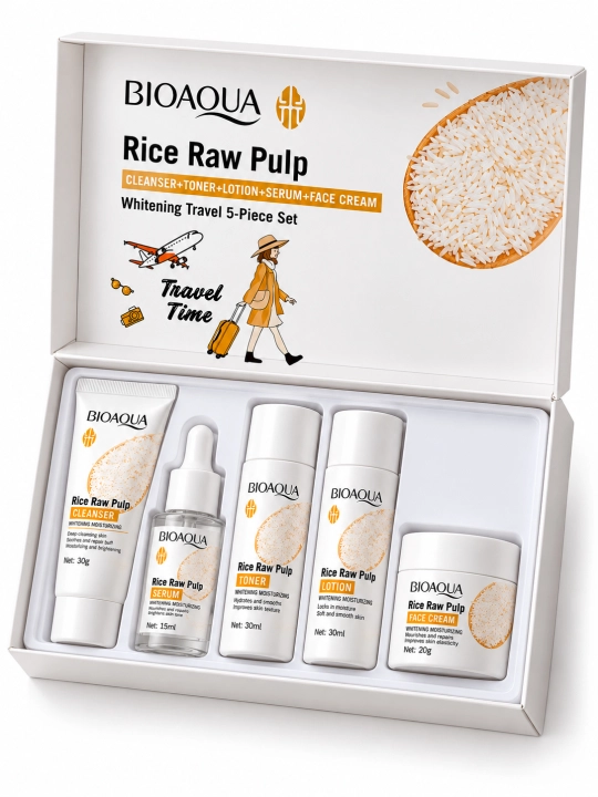 Набор для ухода за лицом BIOAQUA Rice Raw Pulp с экстрактом риса, 5 в 1