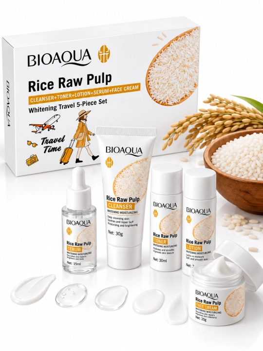 Набор для ухода за лицом BIOAQUA Rice Raw Pulp с экстрактом риса, 5 в 1