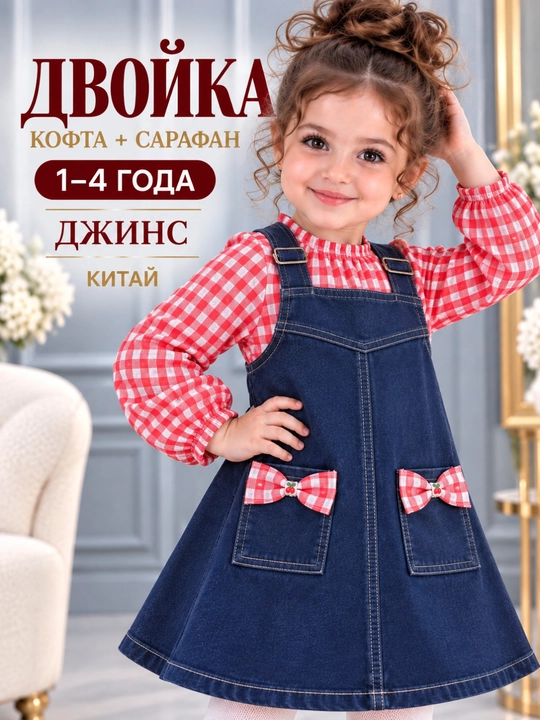 Одежда для девочек, детская двойка, 1–4 года - 