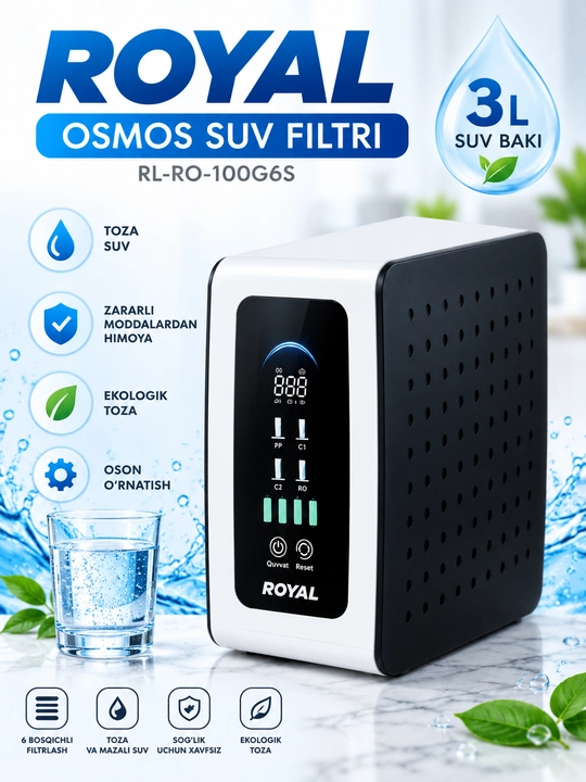 ROYAL RL-RO-100G6S teskari osmos filtri, toza va minerallashgan suv uchun filtr - 