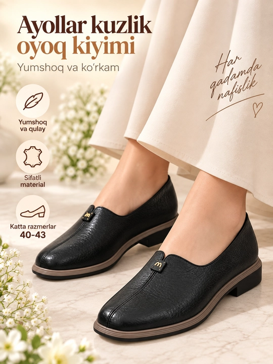 Ayollar oyoq kiyimi, katta olcham 40-43, Lofer, tufli, kuzlik tufli - 