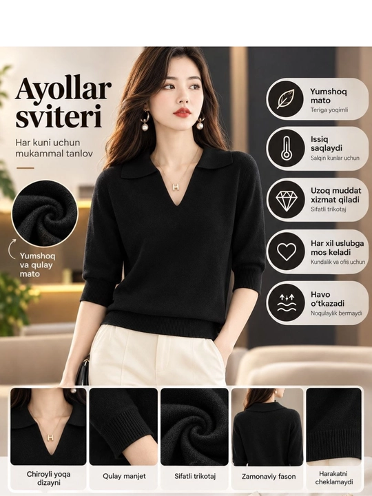 Kuzgi Polo yoqali ayollar va qizlar uchun sviter, amerikanka - 