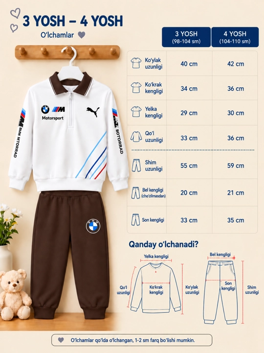 Bolalar sport kostyumi, 3-4 yosh