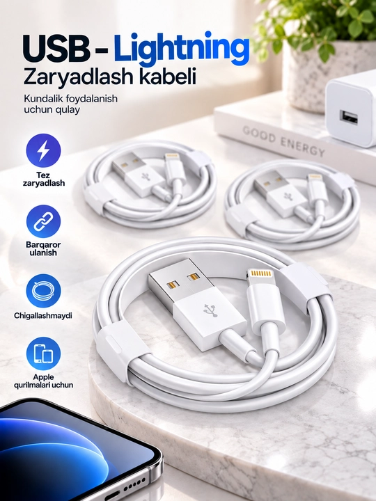 USB – Lightning кабель для iPhone, быстрая зарядка и передача данных