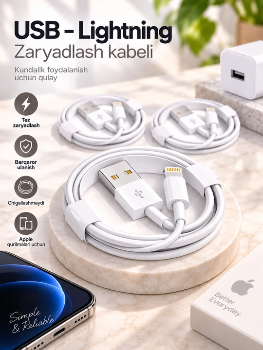 USB – Lightning кабель для iPhone, быстрая зарядка и передача данных