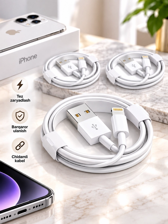 USB – Lightning кабель для iPhone, быстрая зарядка и передача данных - 