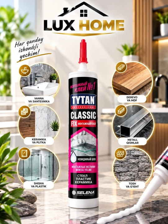 TYTAN Classic Fix 310 мл — прозрачный, прочный и универсальный монтажный клей