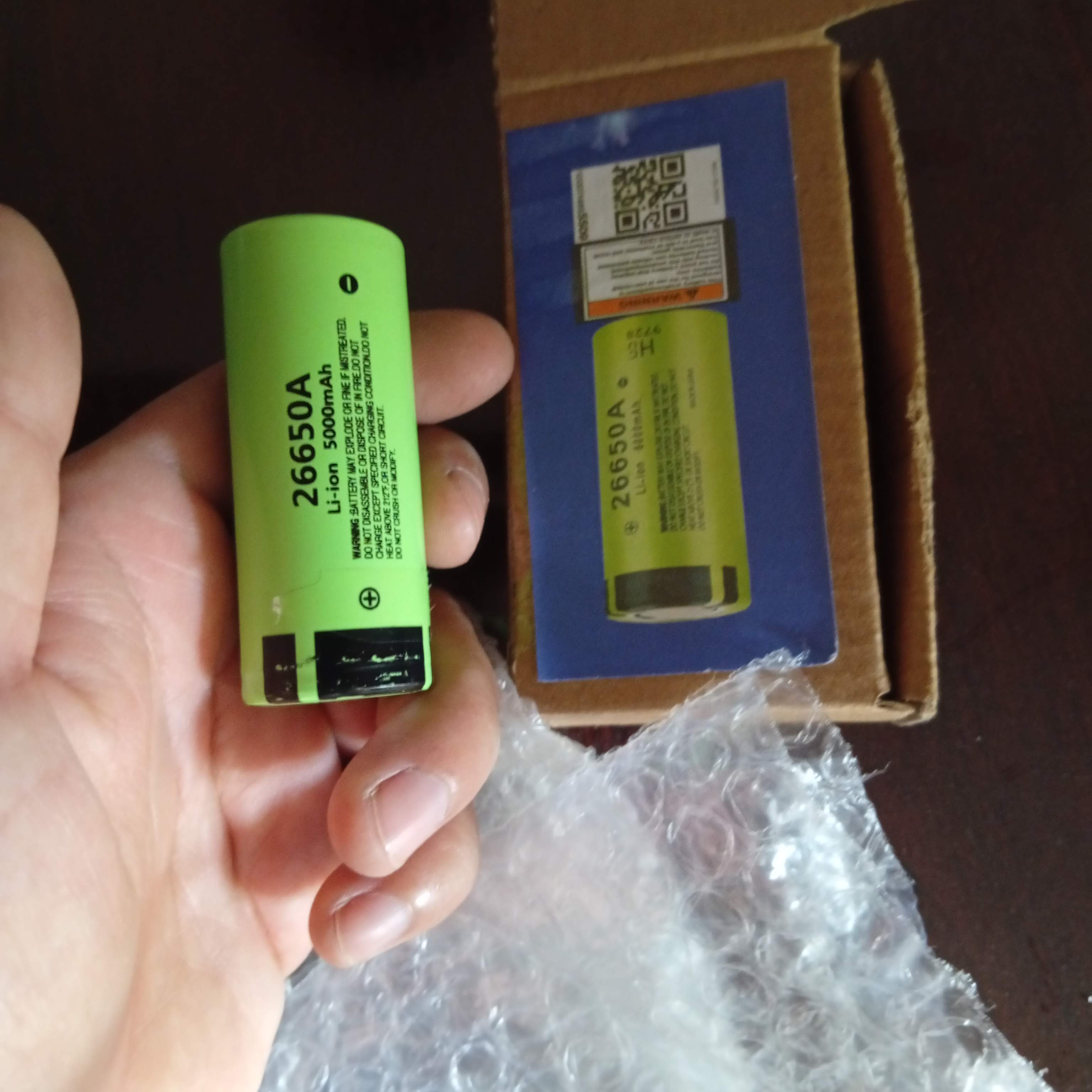 Yuqori sig'imli lityum-ion batareya INR26650-5000mAh 3C 3.7V 26650, 93 gramm