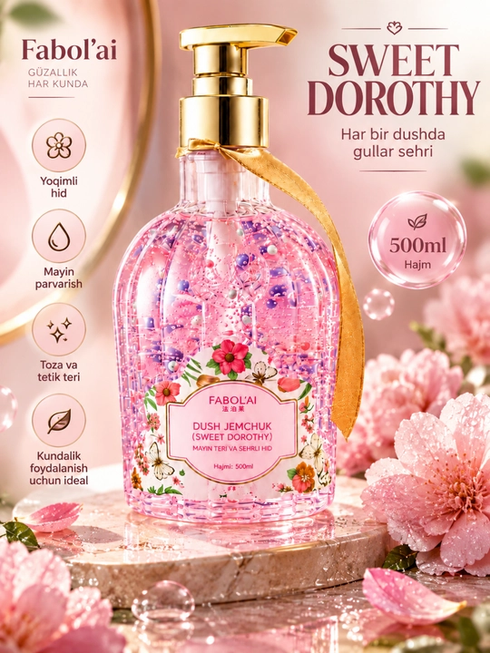 USU atirgul iforli dush geli, 800 ml - har kunlik yumshoq parvarish - 