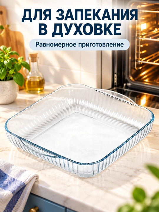 Стеклянная форма для духовки, жаропрочная посуда для выпечки и запекания блюд