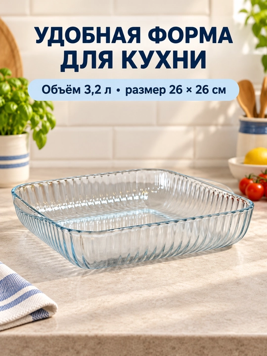 Стеклянная форма для духовки, жаропрочная посуда для выпечки и запекания блюд