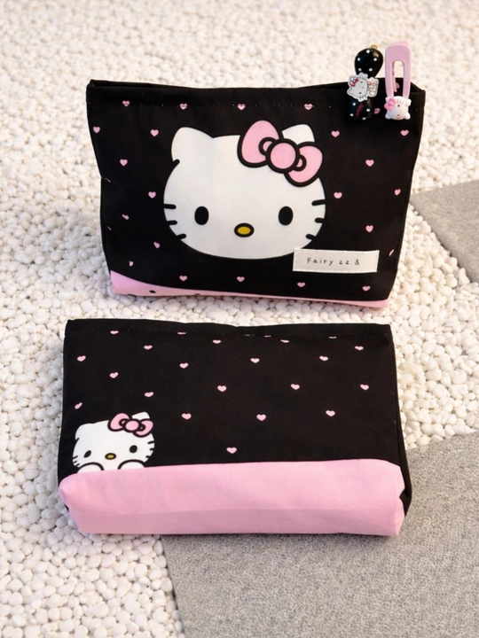 Косметичка Hello Kitty в чёрно-розовом цвете - 