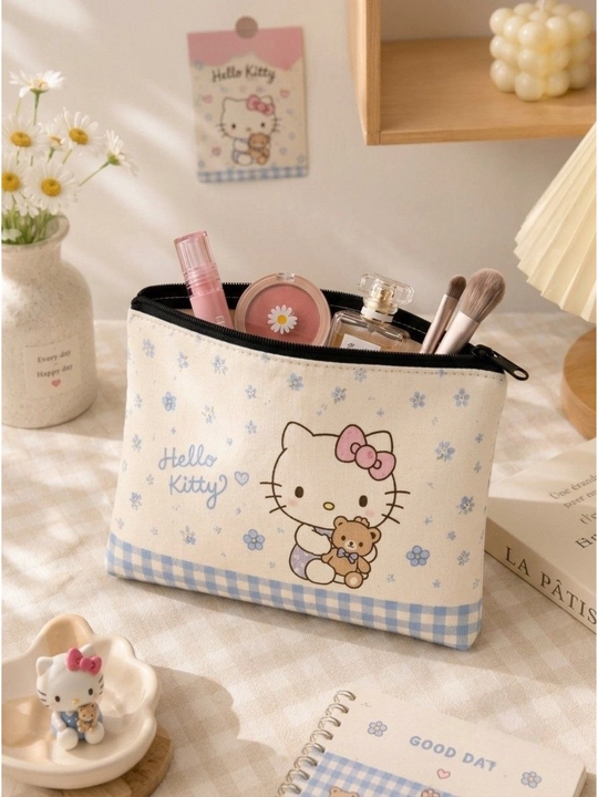 Kosmetik sumka qora va pushtili Hello Kitty