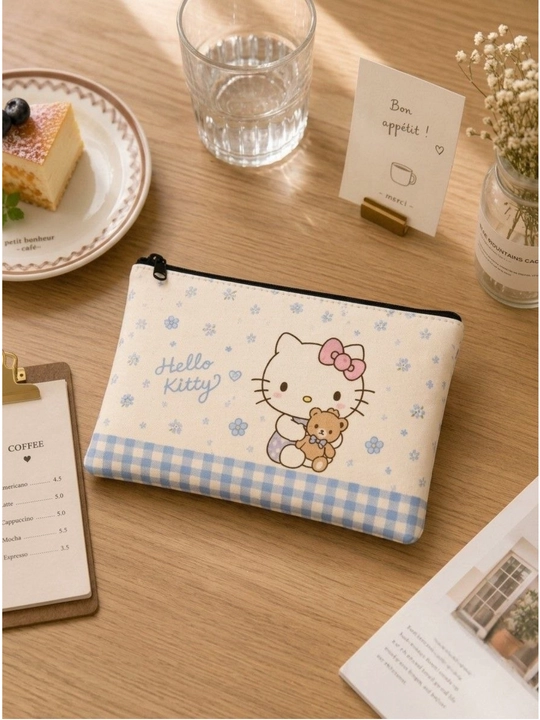 Kosmetik sumka qora va pushtili Hello Kitty