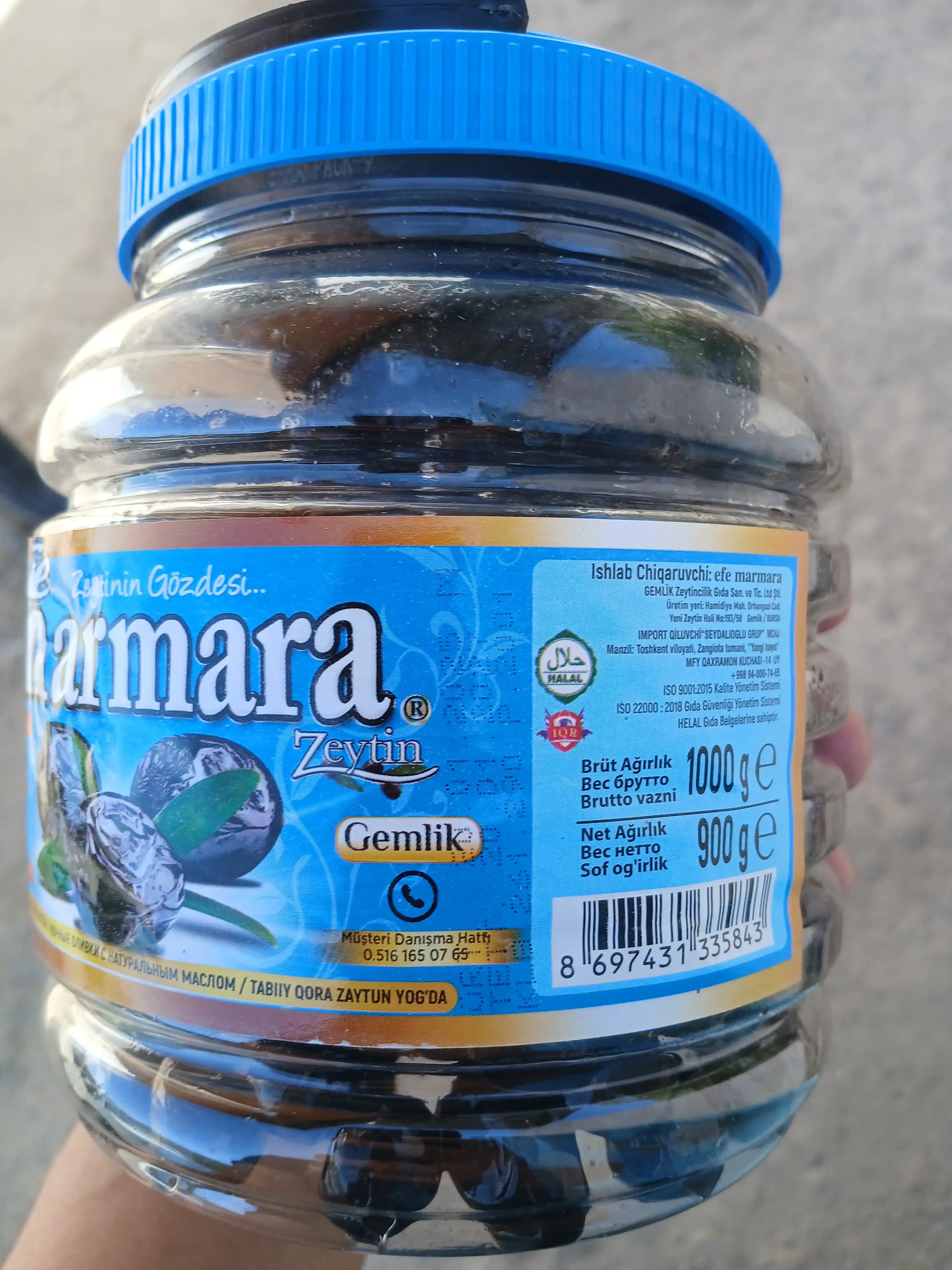 Turkiyaning qora zaytun danakli, vakuum qadoqda, Efe marmara