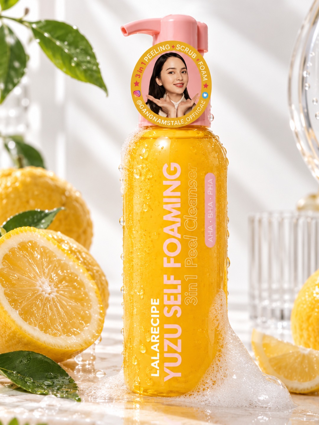 LALARICIPE Yuzu Self Foaming 3 ta 1 da AHA BHA - yuz tozalash uchun mayin ko‘pik, 200 ml