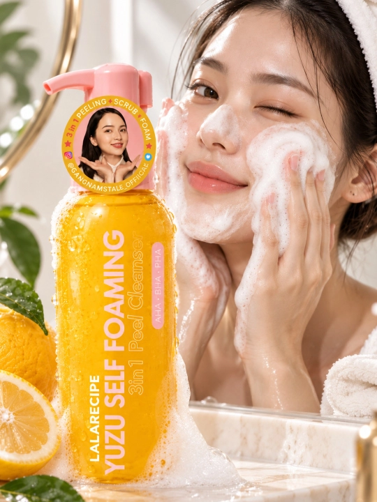 LALARICIPE Yuzu Self Foaming 3 ta 1 da AHA BHA - yuz tozalash uchun mayin ko‘pik, 200 ml