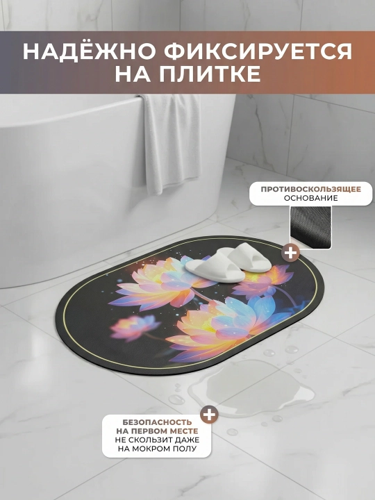 Нескользящий коврик для ванной из микрофибры, мягкий, быстро сохнет, моющийся