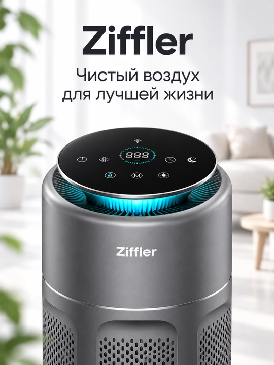 Премиальный очиститель воздуха Ziffler с сенсорным управлением и HEPA-фильтром H13