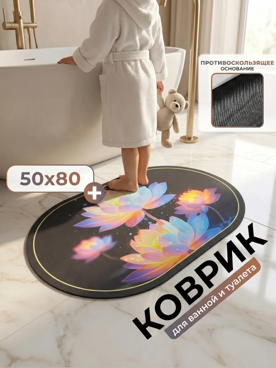 Нескользящий коврик для ванной из микрофибры, мягкий, быстро сохнет, моющийся - 