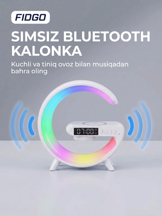 Tungi chiroq, radio va budilnikli aqlli kolonka