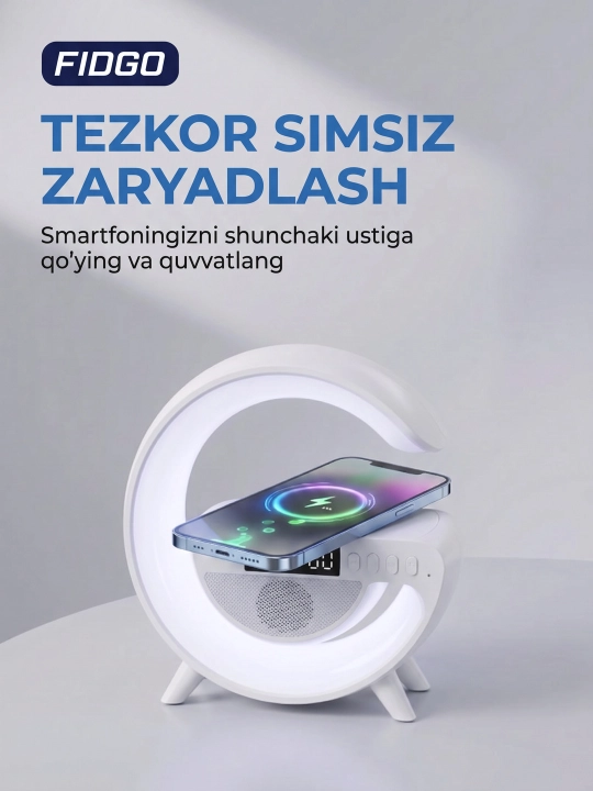 Tungi chiroq, radio va budilnikli aqlli kolonka