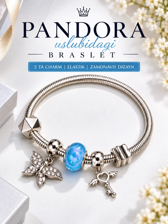 Элегантный браслет с шармами в стиле Pandora, для девочек - 