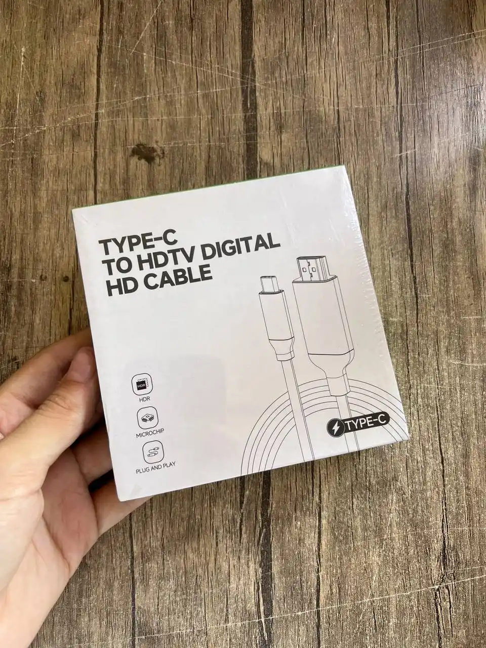 USB Type-C → HDMI kabeli 4K 60Hz, 1 m, Type-C dan HDMI adapter, bir tomonlama
