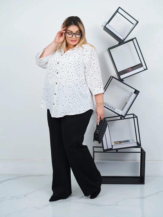 Блузка в горошек, из ткани прада, большой размер, 70