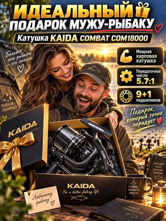 Катушка для спиннинга безынерционная для рыбалки KAIDA